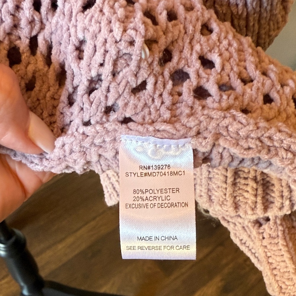 Elegant Lavender Women's Open-Knit Cardigan small - Picture 6 of 7